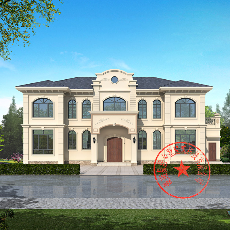 212新款法式别墅设计图纸二层新农村自建房两层经济型乡村小洋房