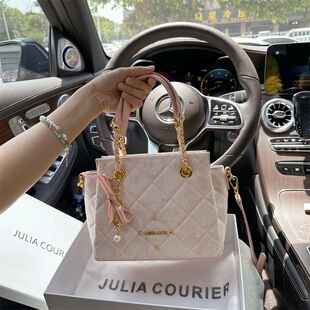 JULIACOURIER女包菱格绣花托特包包女2026新款单肩斜挎手提包通勤