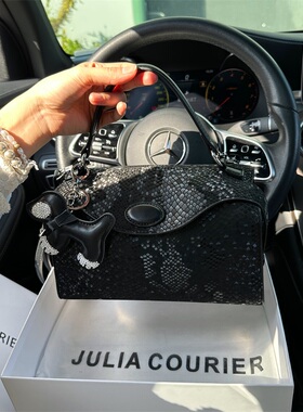 JULIA COURIER女包高级感亮面波士顿包包2025新款单肩斜挎包通勤