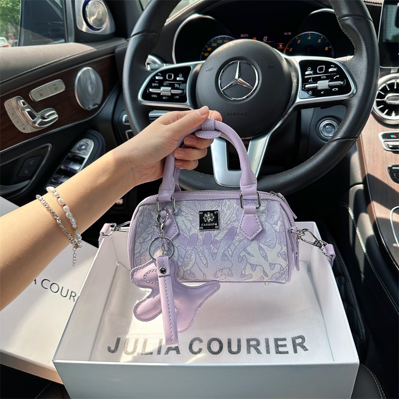 JULIA COURIER女包紫霞绣花波士顿包包2025新款潮单肩斜挎手提包