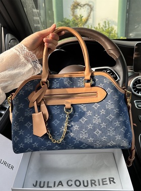 JULIA COURIER女包牛仔印花托特包包女2026新款大容量单肩斜挎包