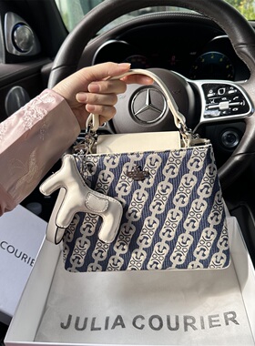 JULIACOURIER女包链条布纹手提小方包包女2026新款轻奢单肩斜挎包