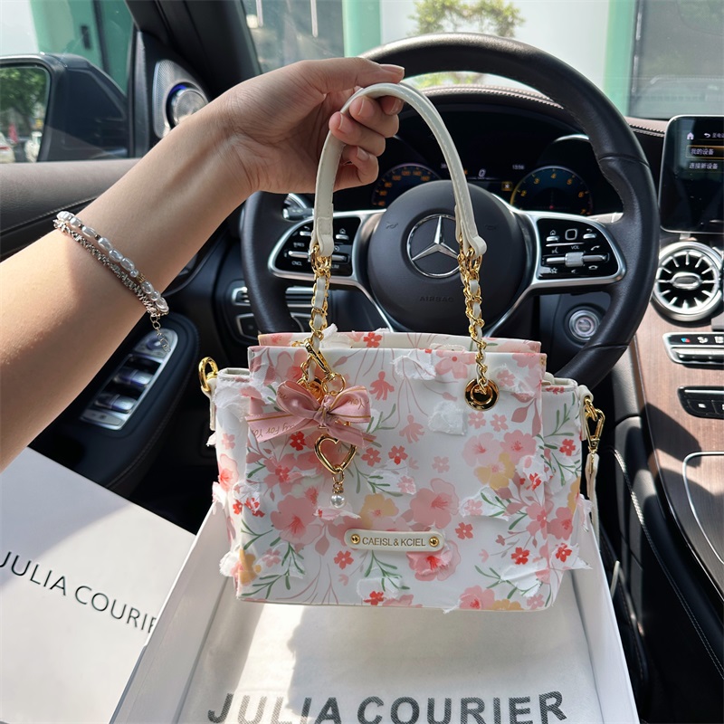JULIACOURIER女包高级感碎花托特包包女2025新款潮通勤链条手提包