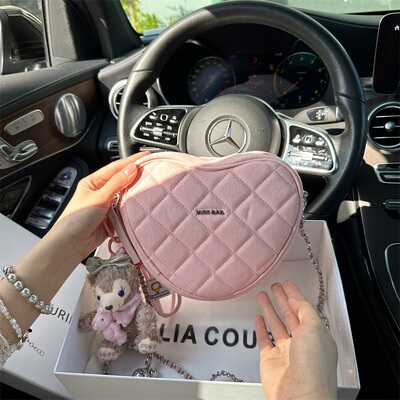 JULIA COURIER情人节礼物粉色牛仔包包女2025新款爱心单肩斜挎包