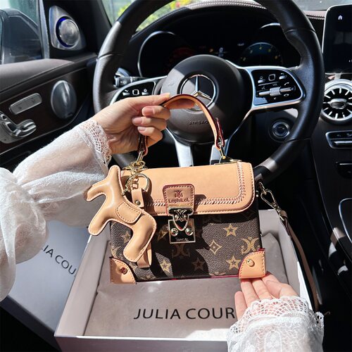 JULIA COURIER女包轻奢老花盒子包包女2026新款潮单肩斜挎小方包