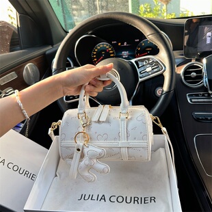 JULIA COURIER爱心压花波士顿包包女2024新款高级感斜挎包枕头包