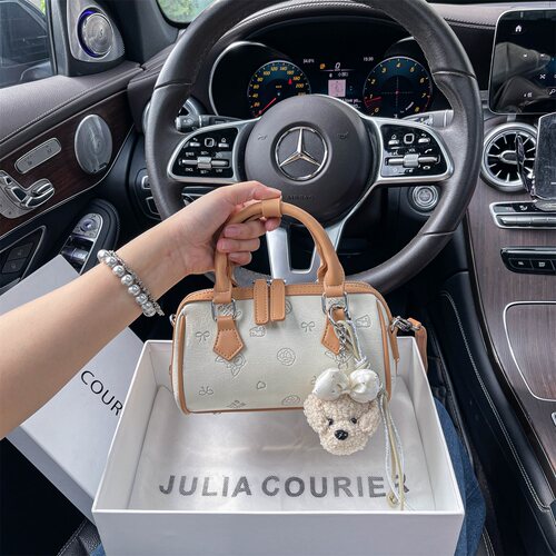 JULIA COURIER女包撞色压纹波士顿包包女2026新款单肩斜挎手提包