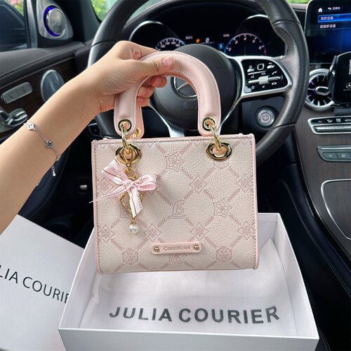 JULIA COURIER女包甜美樱花粉戴妃包包女2026新款单肩斜挎小方包
