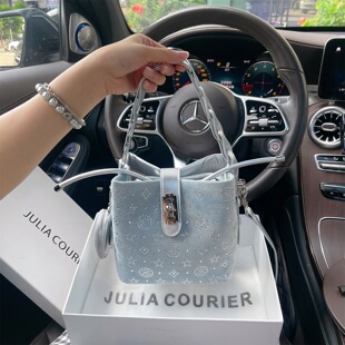 JULIA COURIER女包牛仔镶钻水桶包包女2026新款潮单肩斜挎手提包