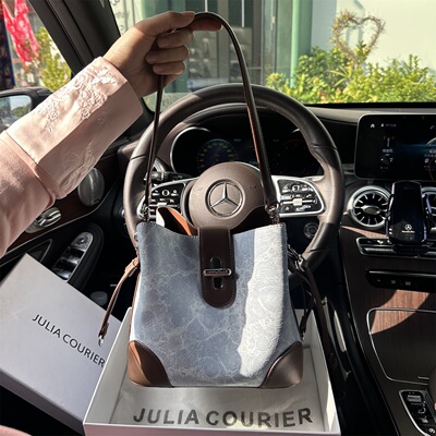 JULIA COURIER女包轻奢撞色水桶包包女2026新款潮单肩斜挎手提包