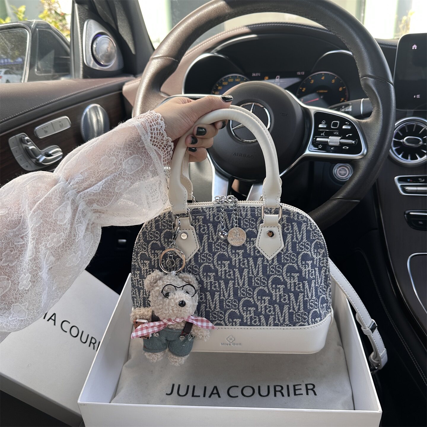 JULIA COURIER女包高级感印花贝壳包包女2025新款单肩斜挎手提包