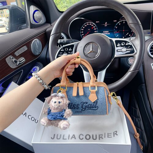 JULIA COURIER女包撞色牛仔波士顿包包女2026新款单肩斜挎手提包