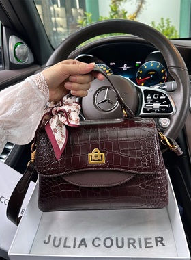 JULIA COURIER女包复古鳄鱼纹小方包包女2026新款单肩斜挎手提包