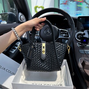 JULIA COURIER小众爆款编织纹菜篮子包包女2025新款潮水桶包通勤