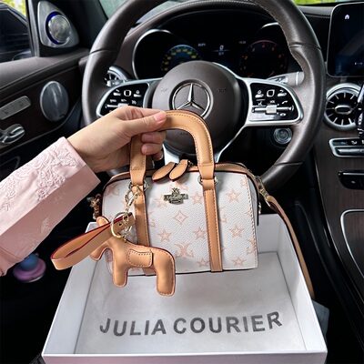 JULIA COURIER女包老花撞色波士顿包包2026新款潮单肩斜挎手提包