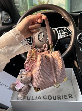 JULIA COURIER女包编织抽绳水桶包包女2026新款潮单肩斜挎手提包