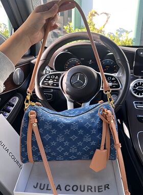 JULIACOURIER女包牛仔印花波士顿包包女2026新款大容量单肩斜挎包