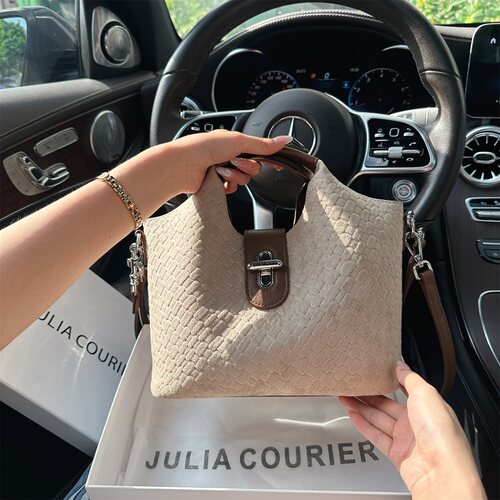 JULIA COURIER女包轻奢编织纹水桶包包女2026新款单肩斜挎手提包