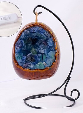 天然紫晶洞恐龙蛋le夜灯usb插电卧室宿舍床头氛围灯婴儿喂奶夜灯