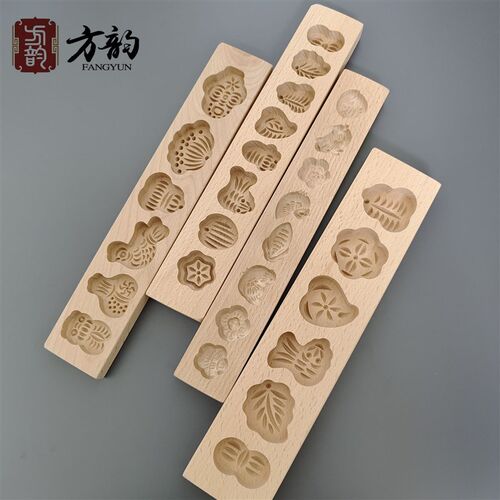 五六八多孔模具木质月饼模具绿豆糕点南瓜饼面食蒸花样巧果馒头模