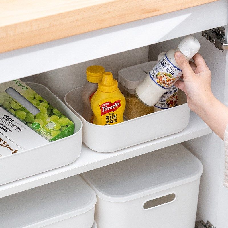 日式厨房收纳筐浴室收纳篮纯白简约有盖收纳盒厨房整理盒,收纳整理,其他收纳篮,淘宝优惠券,粉丝福利购,淘宝优惠卷