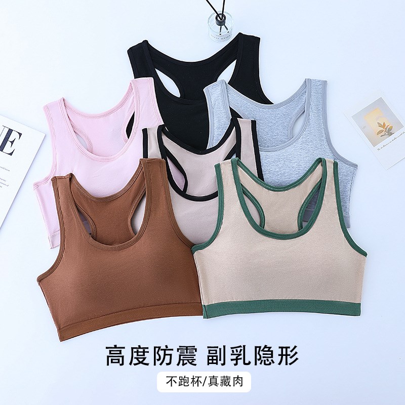 大码文胸瑜伽运动一体式内衣大胸显小固定杯美背文胸背心裹胸图片