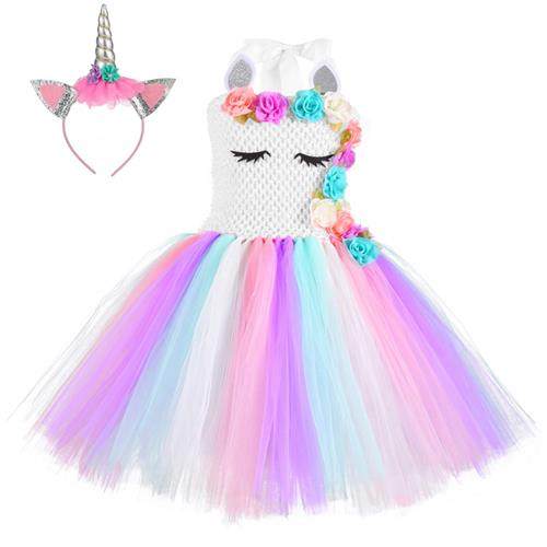 女童套装连衣裙万圣节服装独角兽演出服派对儿童礼服公主裙tutu裙
