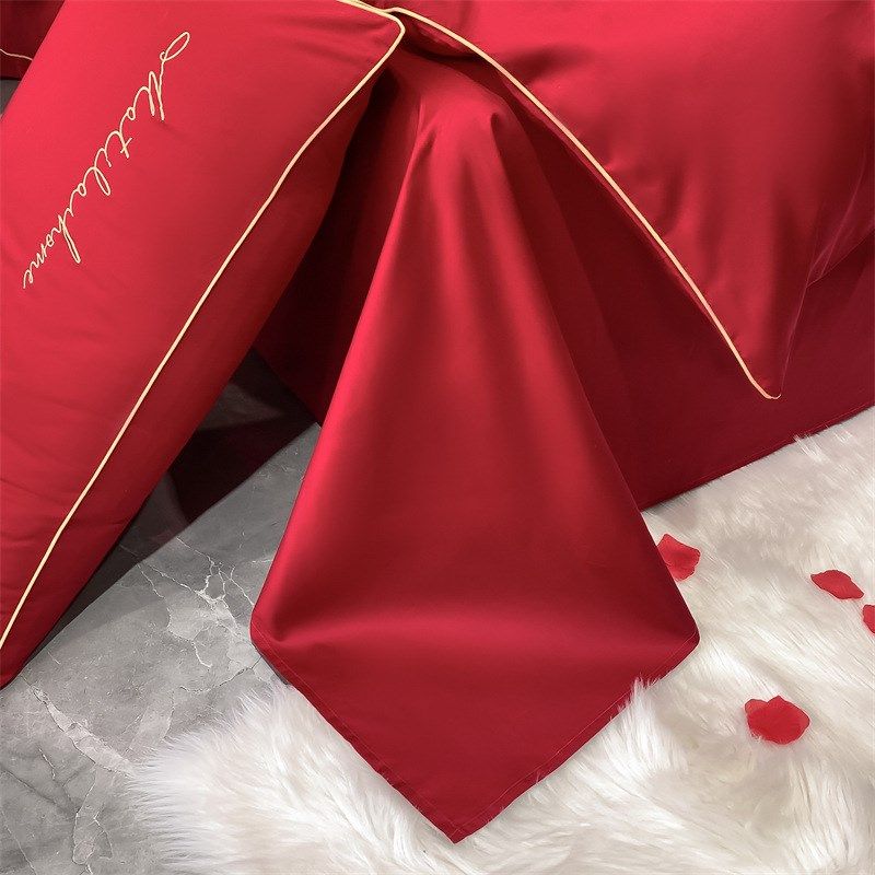 喜庆结婚四件套磨毛刺绣被套中国风大红床单被罩婚礼床上用品,床上用品,婚庆床品套件,淘宝优惠券,粉丝福利购,淘宝优惠卷