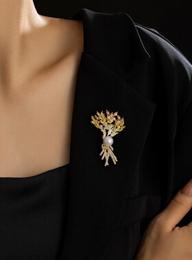 小香风麦穗花束胸针时尚百搭胸花丝巾扣高端轻奢别针西装大衣配饰