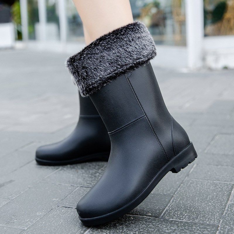 2024新款防滑防水外穿女式雨鞋 中筒加绒保暖雨靴女款时尚,女鞋,雨鞋,淘宝优惠券,粉丝福利购,淘宝优惠卷