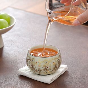 汝窑如意陶瓷主人杯新中式家用大号个人专用功夫茶杯单杯品茗杯