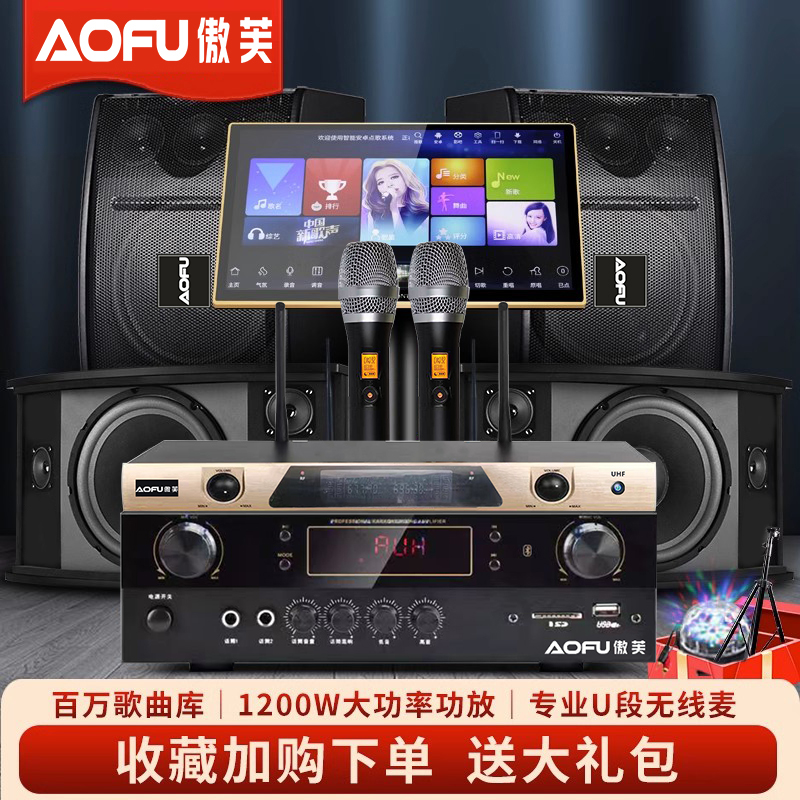 傲芙k10家庭KTV音响套装卡拉OK吉全套家庭影院K歌点歌机音箱设备