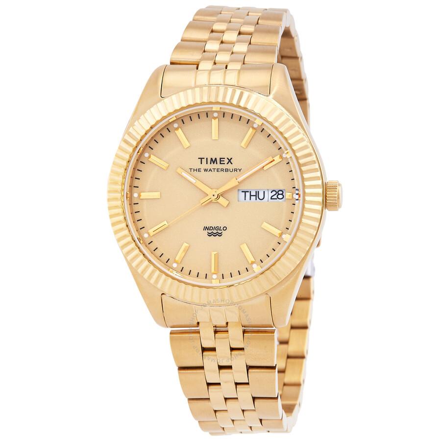 Timex天美时女金表石英钢带手表