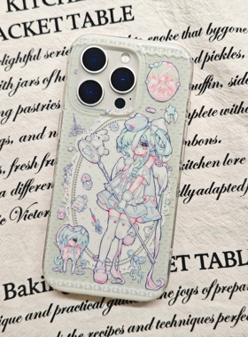 原创牙疼护士二次元少女可爱17promax16pro苹果手机壳防摔亮面