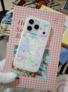 原创ins风松树二合一手机壳圆润iphone16/17promax防摔磨砂圣诞萌