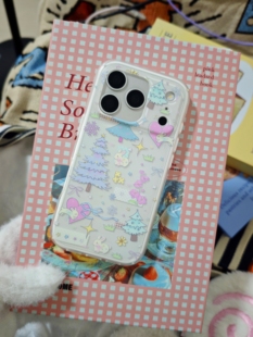 原创ins风松树二合一手机壳圆润iphone16 17promax防摔磨砂圣诞萌