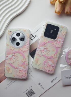 原创芭蕾小羊磁吸亮面壳手机保护壳防摔oppofindx8小米15vivox200