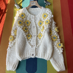 67号 潮 设计感软糯镂空重工立体花朵毛衣外套高级感甜美温柔开衫