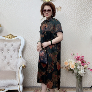 大码 中长款 优雅开衫 桑蚕丝 妈妈装 香云纱宽松版 8238款 显瘦气质夏季