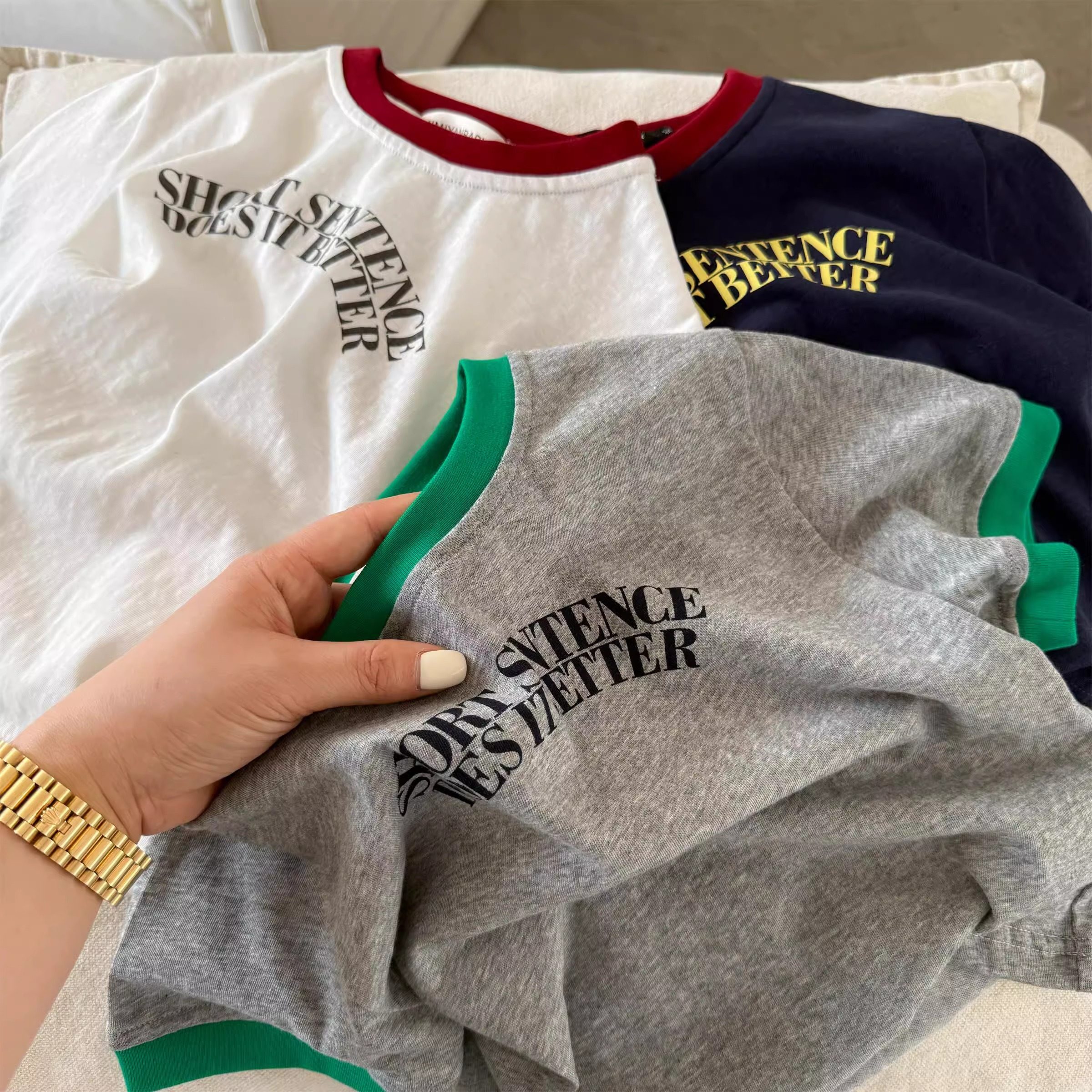 儿童短袖夏男女童日系字母拼接撞色T宝宝小童洋气纯棉半袖T恤拼色,童装/婴儿装/亲子装,T恤,淘宝优惠券,粉丝福利购,淘宝优惠卷