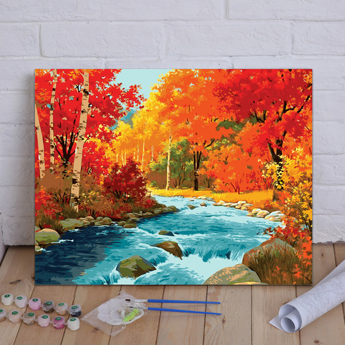 diy数字油画风景画树林装饰画