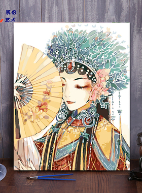 diy人物填色古风油彩画减压装