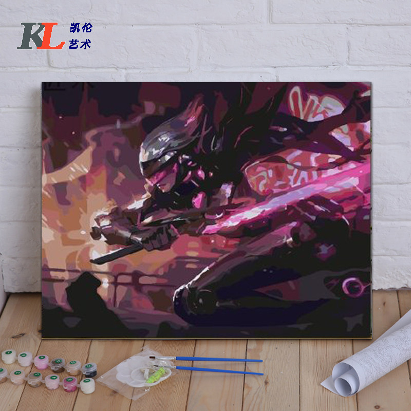 diy数字油画 英雄联盟客厅游戏动漫卡通人物大幅手绘填色装饰挂画