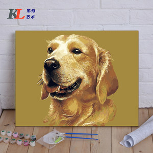 DIY数字油画狗金达雪达哈士奇宠物动物 填色手工绘油彩减压装饰画