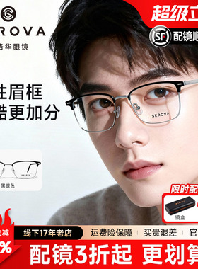 施洛华商务眼镜眉线半框超轻钛架8g适合脸大的宽脸配镜架男SP1196