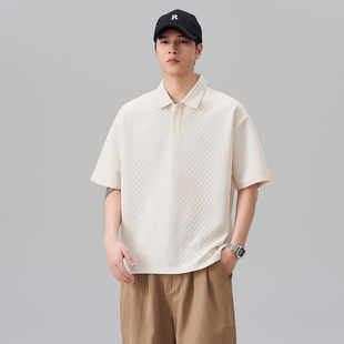 新款 男士 美式 POLO衫 休闲宽松翻领上衣 潮流提花短袖 实拍2026夏季