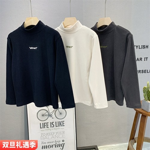 卡芙恰恰半高领韩版长袖百搭T恤