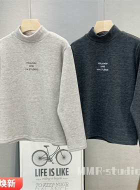 卡芙恰恰童装儿童半高领磨毛打底衫2025秋冬中大童保暖内搭潮5658