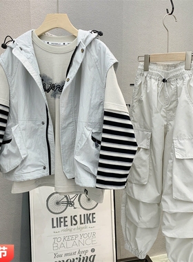 布芮欧童装 儿童韩版连帽马甲2025春款男女童时尚百搭外套潮72372