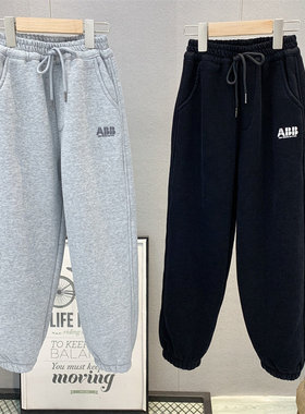 卡芙恰恰童装 中大童一体绒休闲裤2025冬款男女童韩版运动裤87725